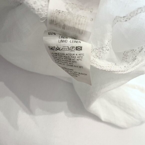 120% LINO WHITE LINEN SILVER GREY MEDALLION PRINT V-NECKLINE SHIFT TUNIC DRESS - Picture 12 of 12